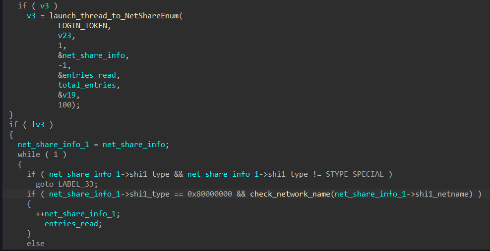 Screenshot of disassembler code