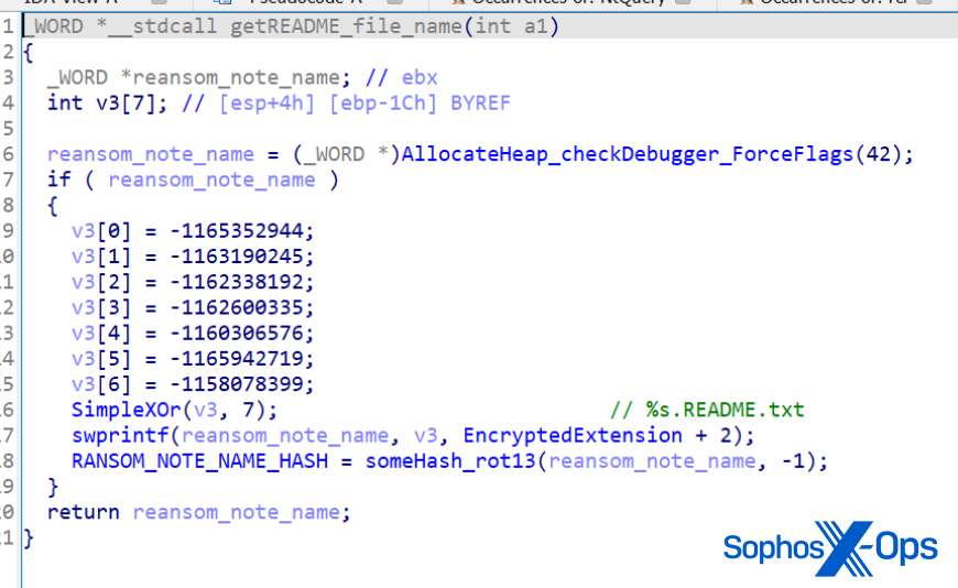 Screenshot of disassembler code