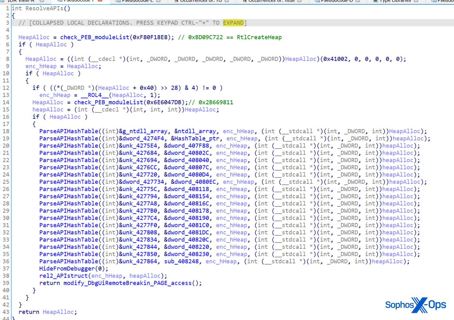 Screenshot of disassembler code