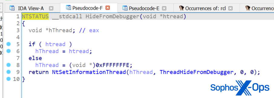 Screenshot of disassembler code