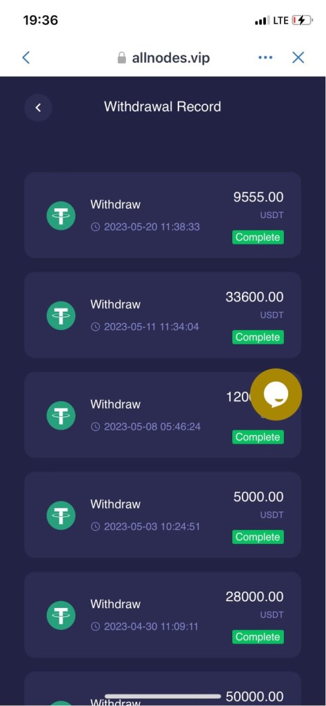 Figure 7: A screenshot sent by the scammer showing withdrawals from the fake pool, demonstrating the alleged ability to withdraw “profits.”